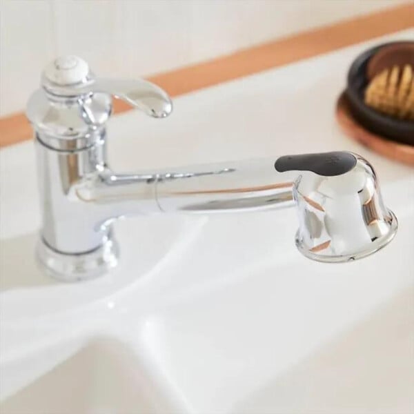 JACOB DELAFON - Robinet cuisine bas avec douchette extractible   Fairfax chrome - large