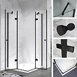 SANIVERRE - MAYA-BLACK Cabine de douche noire H180 90x90 cm verre transparent - vignette
