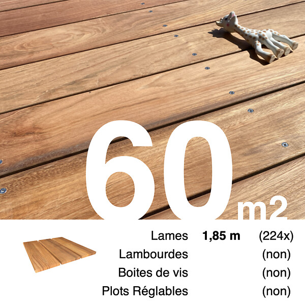 TERRASSEENBOIS - Planches de terrasse bois exotique JATOBA pour 60 m², Longueur 1,85 m. - large