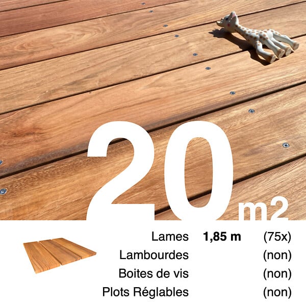 TERRASSEENBOIS - Planches de terrasse bois exotique JATOBA pour 20 m², Longueur 1,85 m. - large