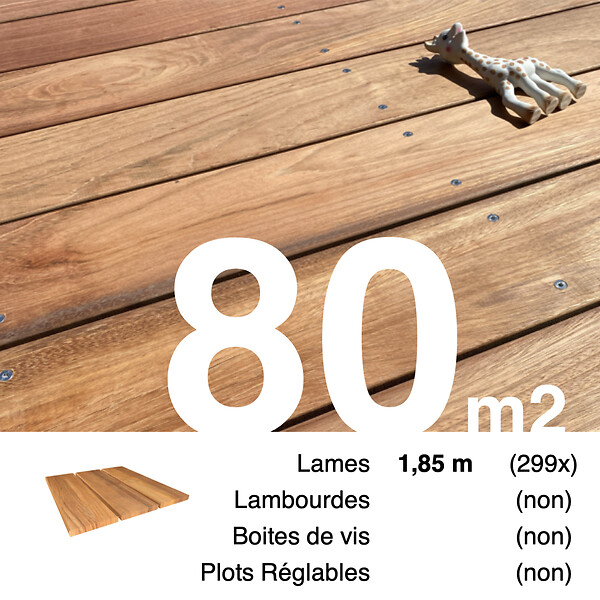 TERRASSEENBOIS - Planches de terrasse bois exotique JATOBA pour 80 m², Longueur 1,85 m. - large