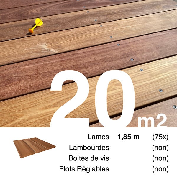 TERRASSEENBOIS - Planches de terrasse bois exotique CUMARU pour 20 m², Longueur 1,85 m. - large