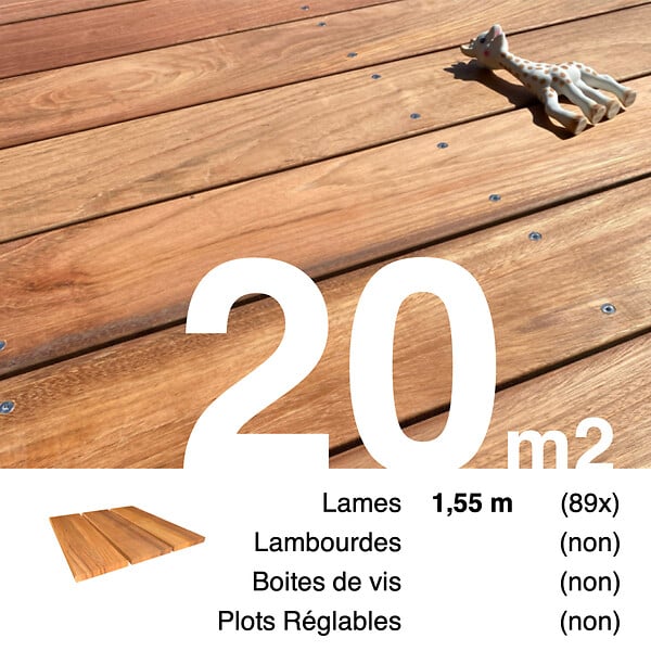 TERRASSEENBOIS - Planches de terrasse bois exotique JATOBA pour 20 m², Longueur 1,55 m. - large