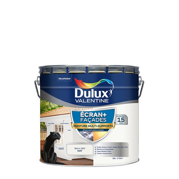 DULUX VALENTINE - Peinture exterieure - Multi-support - Blanc  - 10L - large