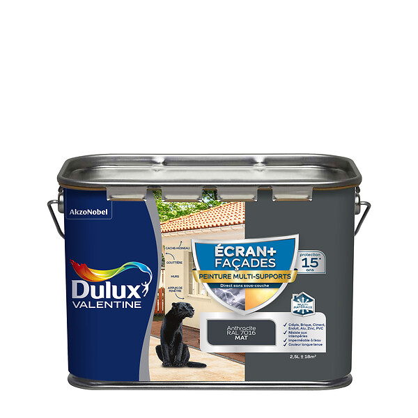 DULUX VALENTINE - Peinture façade extérieure Anti-UV - 2.5L - Gris Anthracite - large