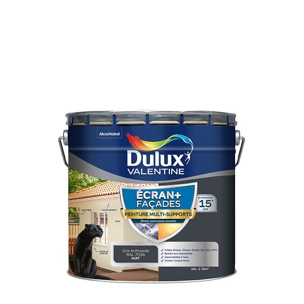DULUX VALENTINE - Peinture Ext façades M/Sup Ecran+ Dulux Valentine-Gris Anthracite 10L - large