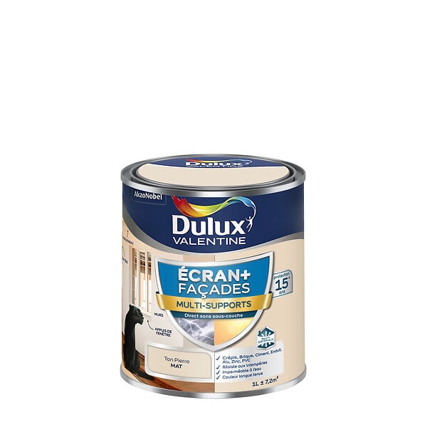 DULUX VALENTINE - Peinture Façade exterieure - Ton pierre - Multi-supports - 1L - large