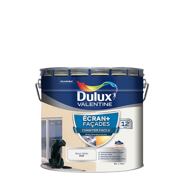 DULUX VALENTINE - Peinture extérieure pour façade - Acrylique - Blanc - 10L - large