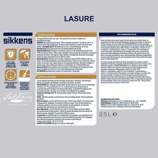 SIKKENS - Lasure bois extérieur glycéro - Teck - Satin - 2,5L - large