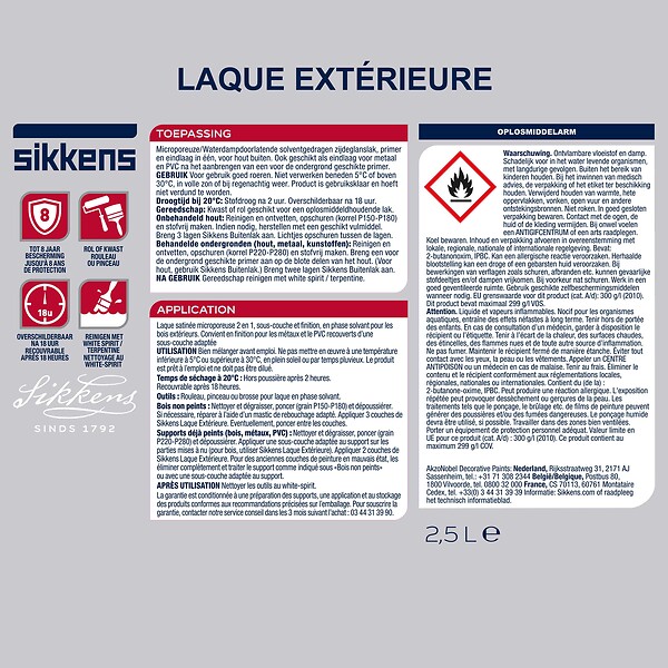 SIKKENS - Peinture laque extérieur - Satin - Gris graphite RAL7024 - 2.5L - large