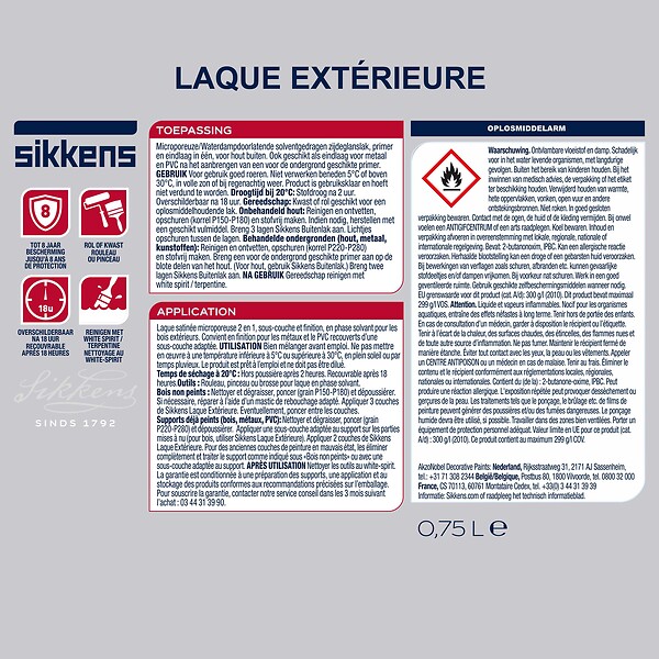 SIKKENS - Laque extérieure glycéro satinée Rouge Basque 0,75L - large