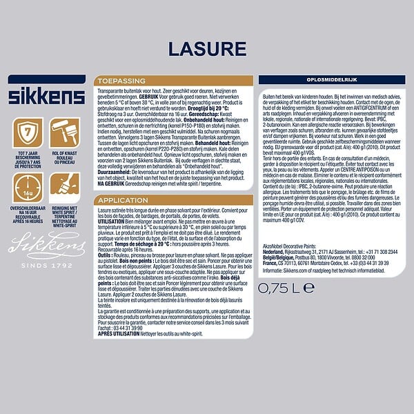 SIKKENS - Lasure glycéro Satin Teck 0.75 L - large