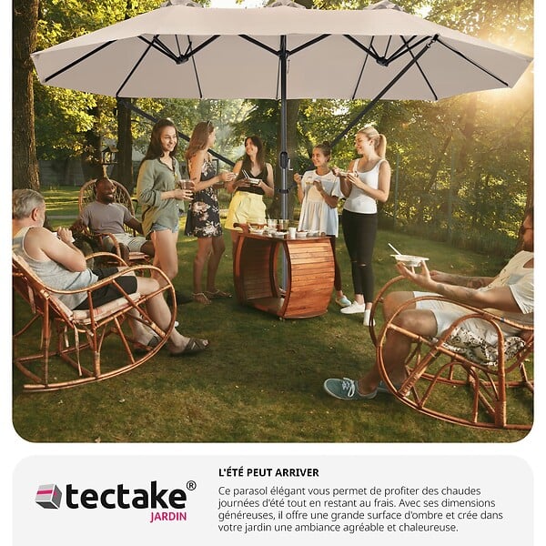 TECTAKE - Parasol SILIA en aluminium 460 x 270 cm beige - large