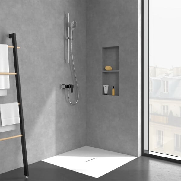 VILLEROY ET BOCH - Mitigeur mécanique douche  Architectura Square Chrome + Ensemble de douche Verve Showers 3 jets Chrome - large