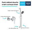 GROHE - Pack mitigeur douche mécanique Start 2021 + ensemble de douche 2 jets Vitalio Start avec barre chromé - vignette
