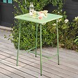 OVIALA - Table haute de jardin carrée en acier vert sauge 70cm - Palavas - vignette