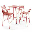 OVIALA - Table haute de jardin carrée en acier argile 70cm - Palavas - vignette