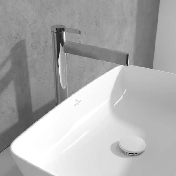 VILLEROY ET BOCH - Mitigeur lavabo droit surélevé  Dawn sans tirette Chrome - large