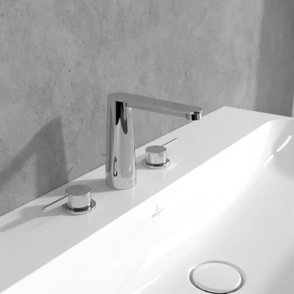 VILLEROY ET BOCH - Mitigeur lavabo 3 trous  Conum sans tirette Or brossé - large
