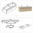 AICA SANITAIRE - Meubles double vasque 120cm colonne + vasque + miroir lumineux Chêne Wotan - vignette