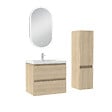 AICA SANITAIRE - Ensemble meubles Salle de Bain 60cm vasque + colonne + miroir LED Chêne Wotan - vignette