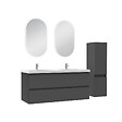 AICA SANITAIRE - Ensemble meubles Salle de Bain 120cm vasque + colonne + miroir LED Anthracite - vignette