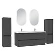 AICA SANITAIRE - Ensemble meubles Salle de Bain 120cm colonnex2 + vasque + miroir lumineux Anthracite - vignette