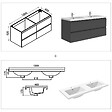AICA SANITAIRE - Ensemble meubles Salle de Bain 120cm colonnex2 + vasque + miroir lumineux Anthracite - vignette