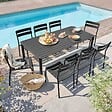 OVIALA - Ensemble table de jardin et 8 chaises noir - Almada - vignette