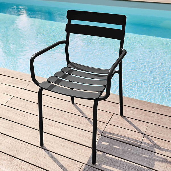 OVIALA - Fauteuil de terrasse en aluminium noir - Almada - large
