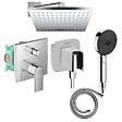 HANSGROHE - Colonne de douche encastrée mécanique Vernis Shape Douche de tête Vernis Shape Flexible Isiflex Douchette Pulsify chromé - vignette