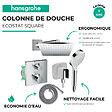 HANSGROHE - Colonne douche thermostatique Ecostat Square Douche de tête Vernis Shape Flexible Metaflex Douchette Crometta chromé - vignette