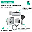 HANSGROHE - Colonne douche thermostatique Ecostat Square Douche de tête Vernis Shape Flexible Designflex Douchette Pulsify chromé - vignette