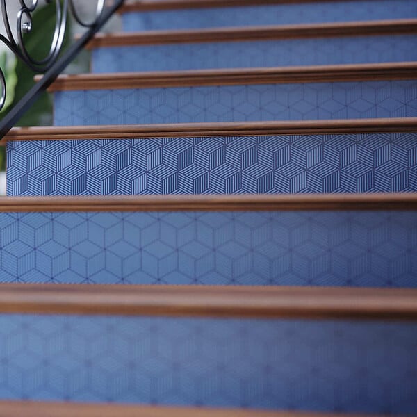 MON MARCHE DECO - Contremarche Escalier PVC - Kub Bleu Pétrole H. 17 x L. 98 cm - Lot de 10 - large