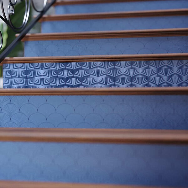 MON MARCHE DECO - Contremarche Escalier PVC - Yoshi Bleu Pétrole H. 17 x L. 98 cm - Lot de 10 - large