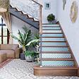 MON MARCHE DECO - Contremarche Escalier PVC - Rétro Vert Jade H. 17 x L. 98 cm - Lot de 5 - vignette