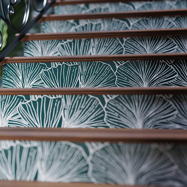 MON MARCHE DECO - Contremarche Escalier PVC - Ginko Vert Jungle H. 17 x L. 98 cm - Lot de 5 - large