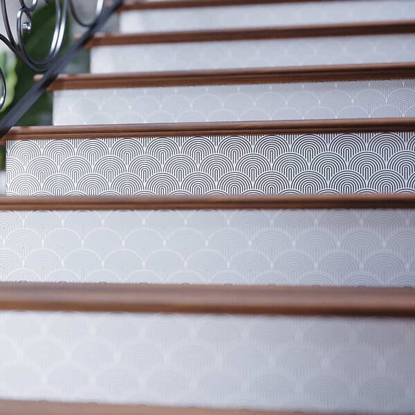 MON MARCHE DECO - Contremarche Escalier PVC - Yoshi Noir et Blanc H. 17 x L. 98 cm - À l'unité - large
