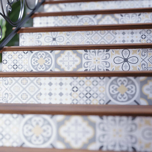 MON MARCHE DECO - Contremarche Escalier PVC - Mykonos H. 17 x L. 98 cm - Lot de 5 - large