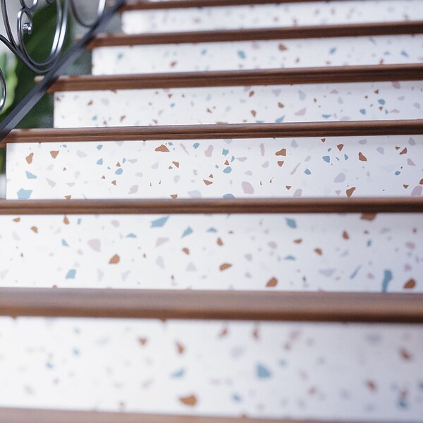 MON MARCHE DECO - Contremarche Escalier PVC - Terrazzo Nice H. 17 x L. 98 cm - Lot de 5 - large