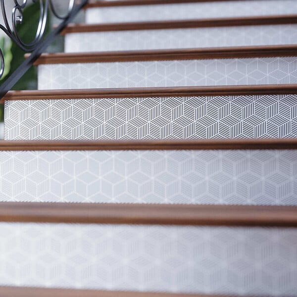 MON MARCHE DECO - Contremarche Escalier PVC - Kub Noir et Blanc H. 17 x L. 98 cm - Lot de 5 - large
