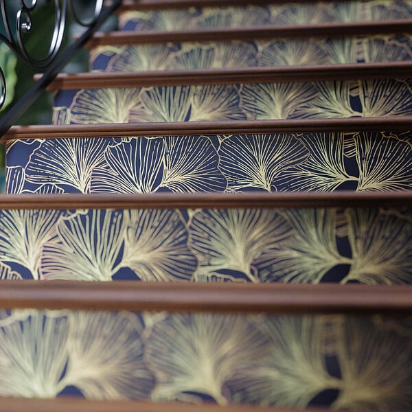 MON MARCHE DECO - Contremarche Escalier PVC - Ginko Soleil Levant H. 17 x L. 98 cm - Lot de 5 - large
