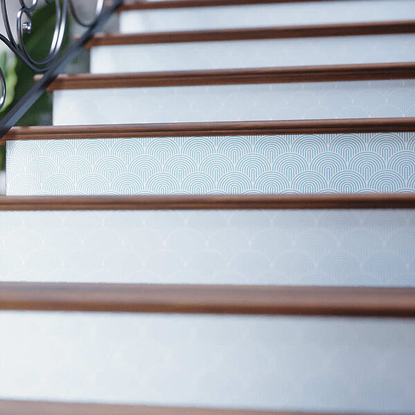 MON MARCHE DECO - Contremarche Escalier PVC - Yoshi Bleu Ciel H. 17 x L. 98 cm - Lot de 5 - large
