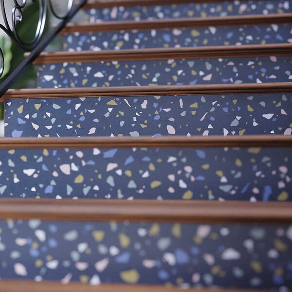 MON MARCHE DECO - Contremarche Escalier PVC - Terrazzo Hossegor H. 17 x L. 98 cm - Lot de 5 - large