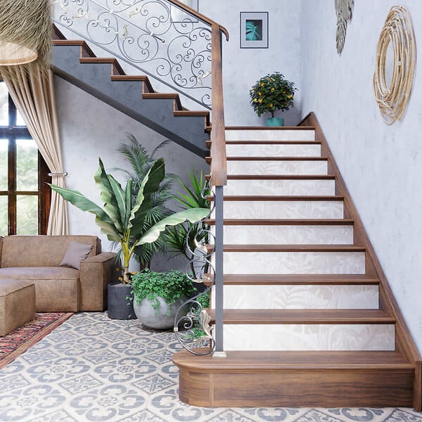 MON MARCHE DECO - Contremarche Escalier PVC - Tropical Nukak H. 17 x L. 98 cm - Lot de 5 - large