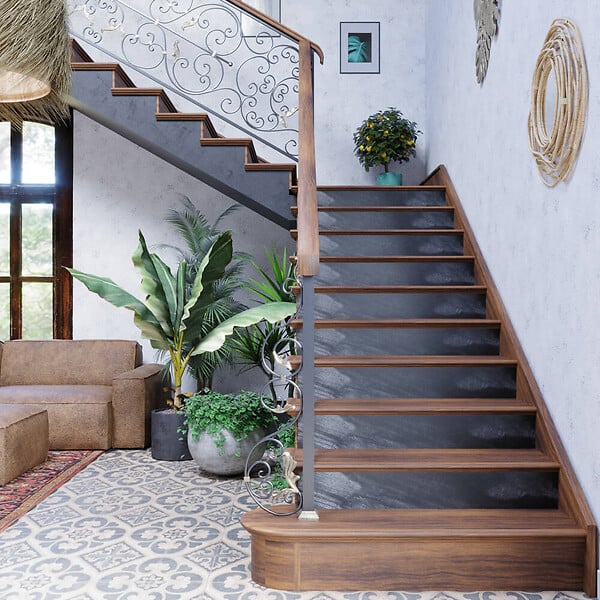 MON MARCHE DECO - Contremarche Escalier PVC - Graphite H. 17 x L. 98 cm - Lot de 5 - large