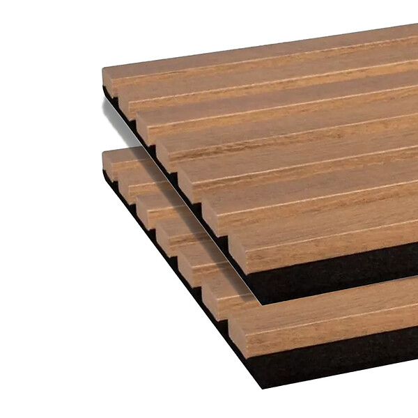 FORESTEA - Lot de 2 Panneaux tasseaux bois MDF acoustic décor chêne rustique sur feutrine 2600x300x17mm PEFC 70% - large