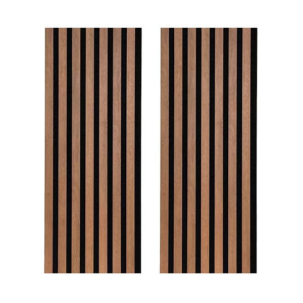 FORESTEA - Lot de 2 Panneaux tasseaux bois MDF acoustic décor chêne rustique sur feutrine 2600x300x17mm PEFC 70% - large