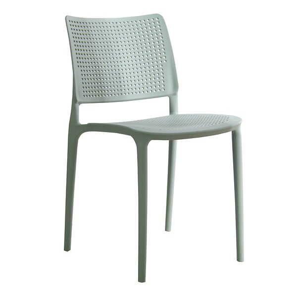 OVIALA - Lot de 4 chaises de terrasse vert sauge en plastique - Riga - large