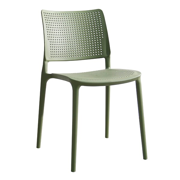OVIALA - Lot de 4 chaises de terrasse vert cactus en plastique - Riga - large